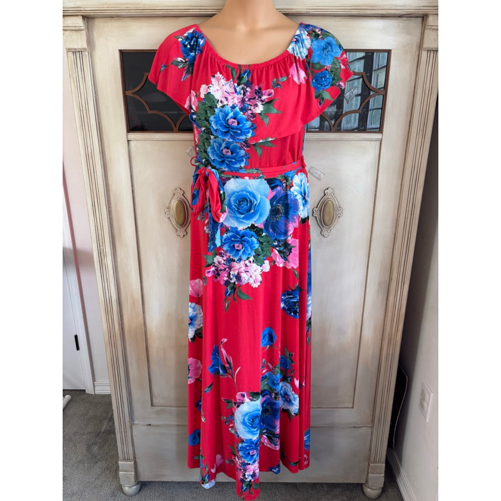 EUC PinkBlush Hawaiian Floral Print Maxi | Size Large